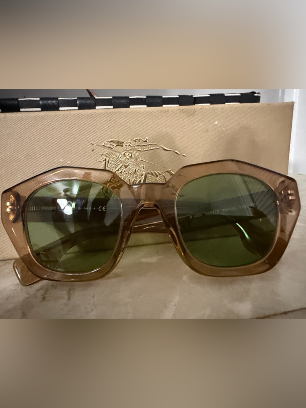 Burberry Beige Canvas Print with Gold Equestrian Logo